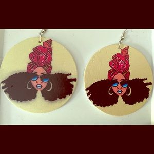 Brand new Round Wooden Afro-Centric Earrings